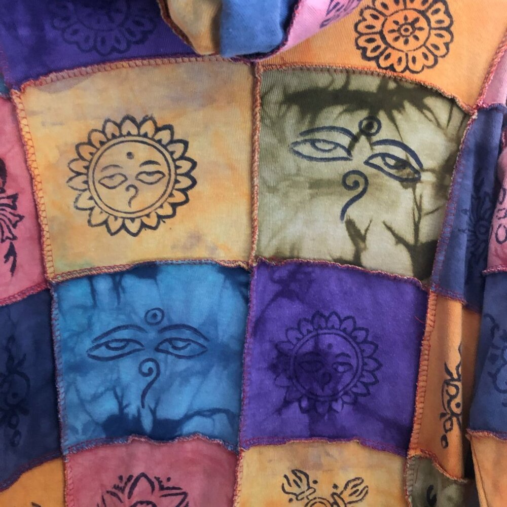 Rising International Patchwork Nepal Boho Hoodie … - image 2